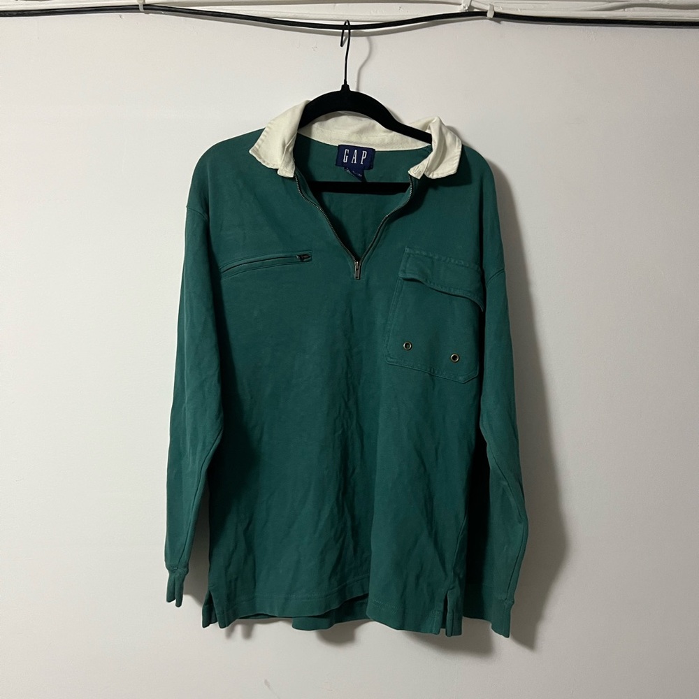 GAP Teal Top with Off-White Collar